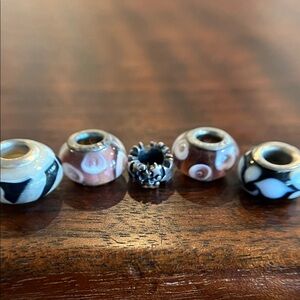 Bundle of black and brown Pandora-style beads